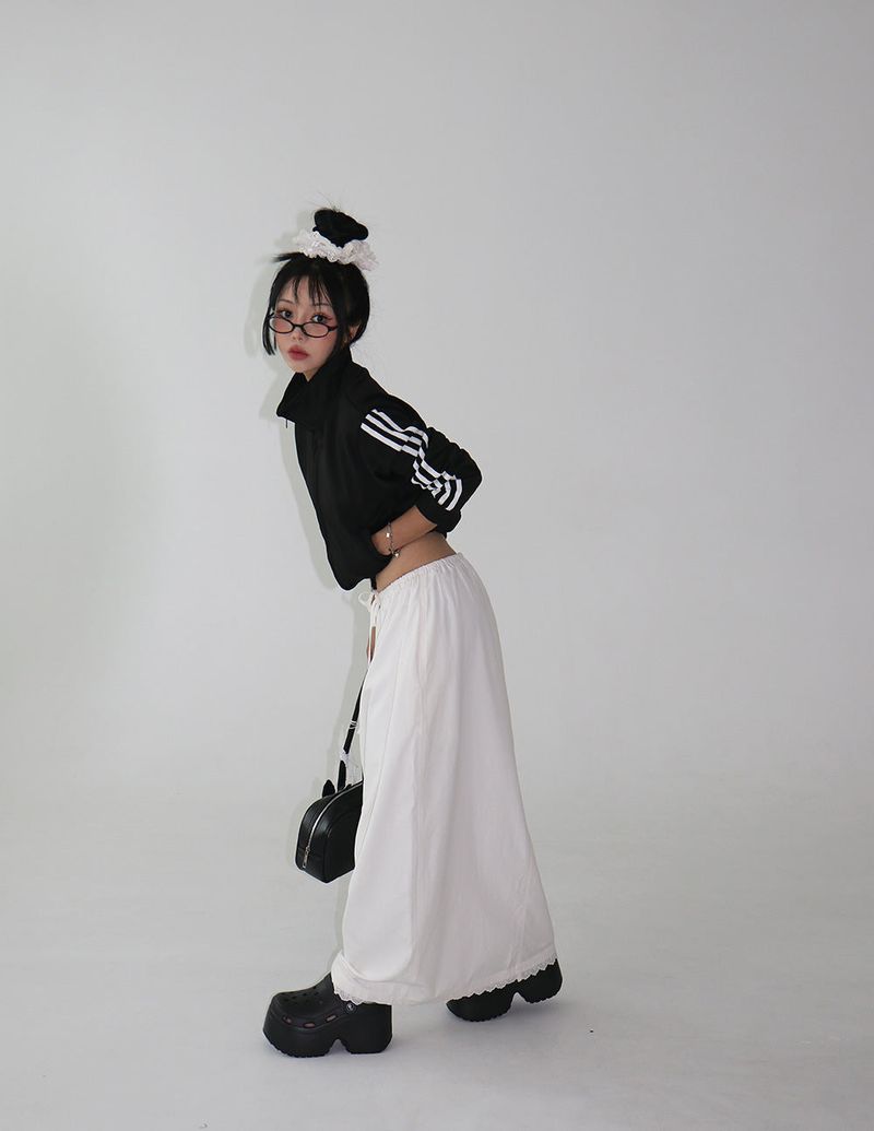 lace string maxi long skirt