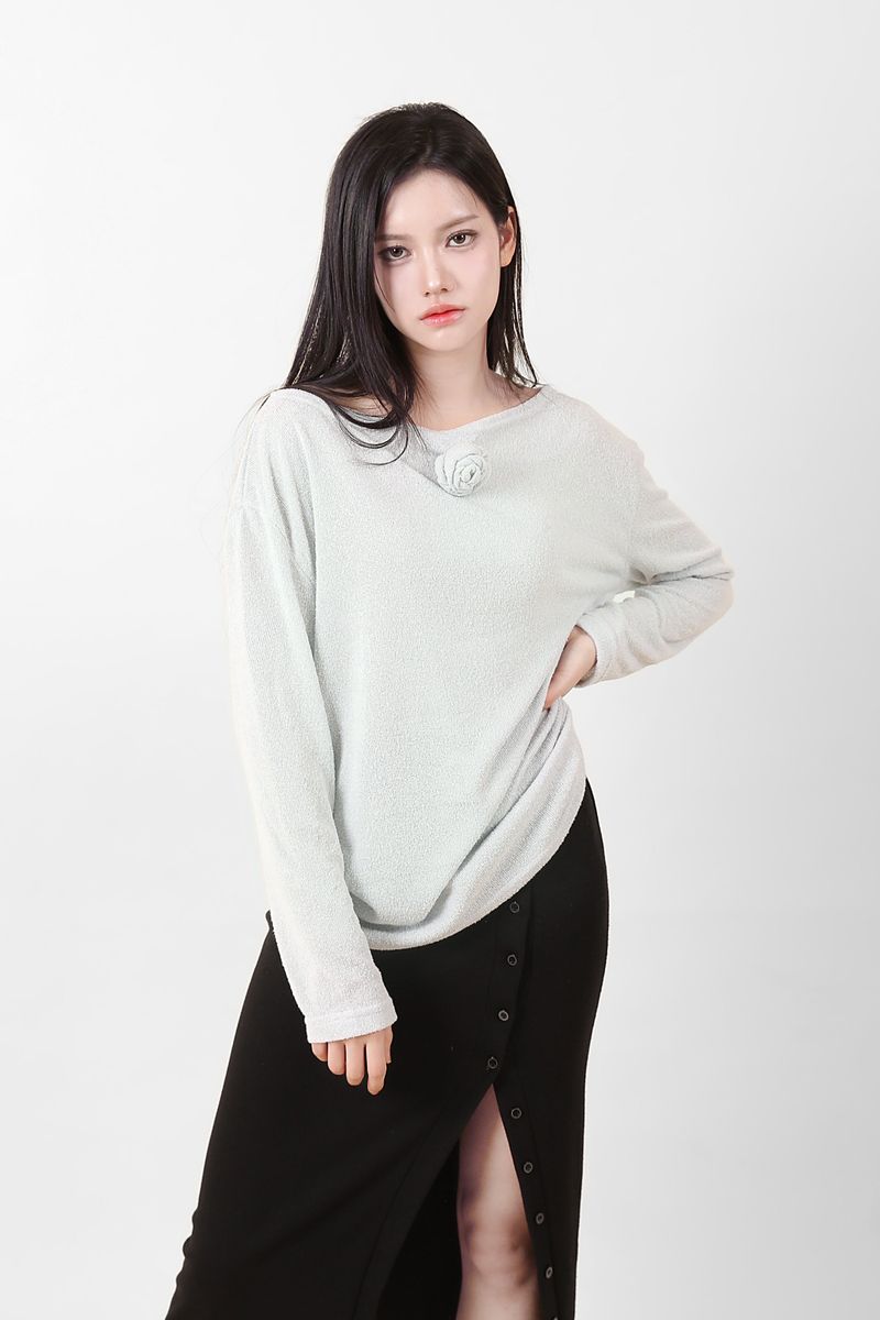 cattline（カトリーヌ）の「Loose Fit Corsage Knit Mint（Tops）」