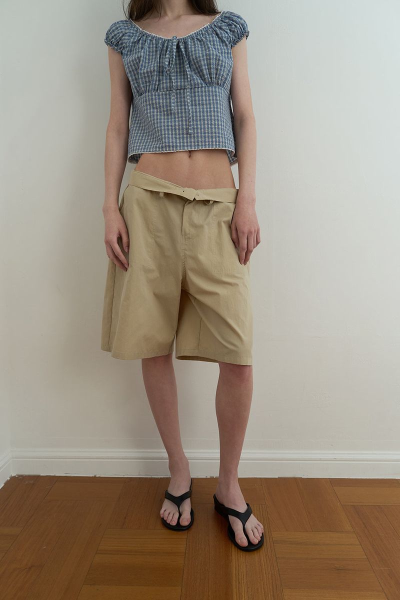 Bow bermuda pants_beige