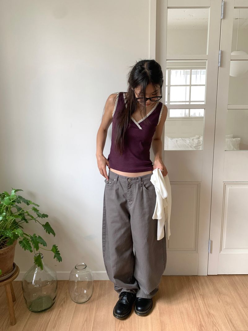 TWILL BACK POCKET STUD PANTS (3C)