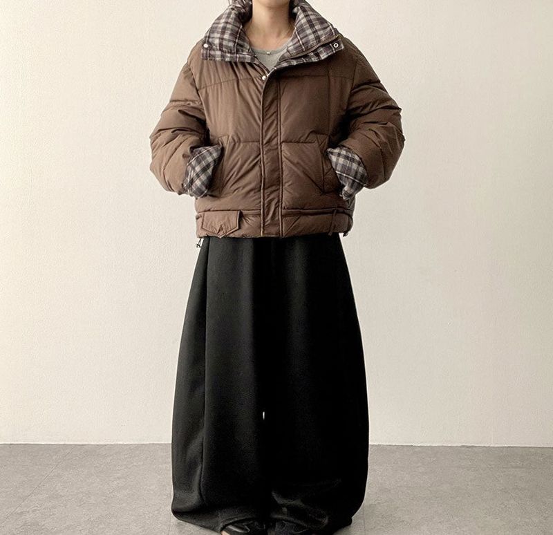Pomi checkered lining padded jumper