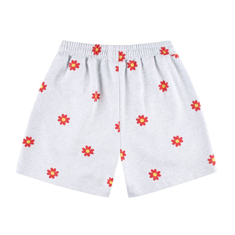 Red flower pattern Shorts [Light grey]