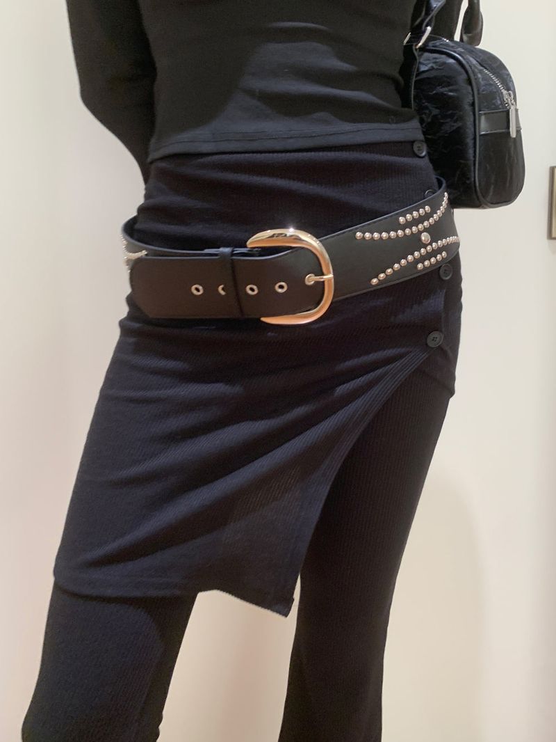 Sway Unbalanced Wrap Button Ribbed Bootcut Pants