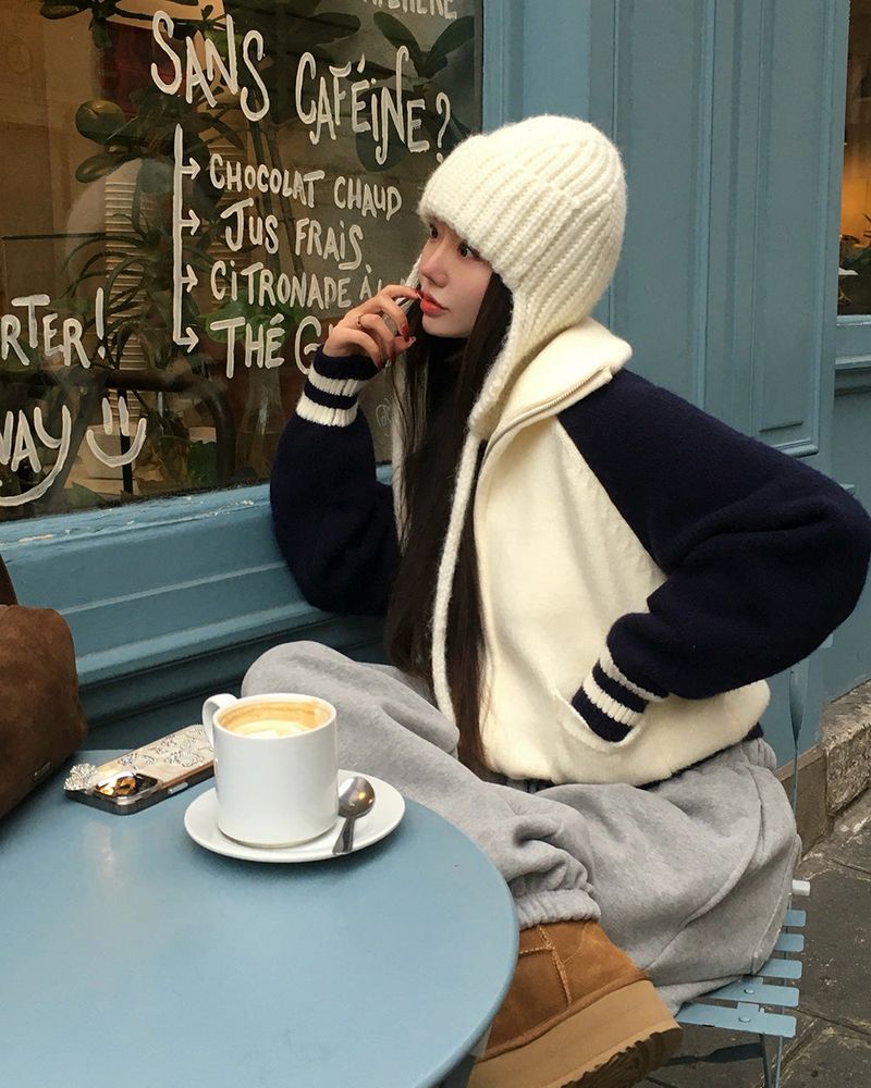 [ORIGINAL] Tard Color-Block Raglan Knit Zip-Up