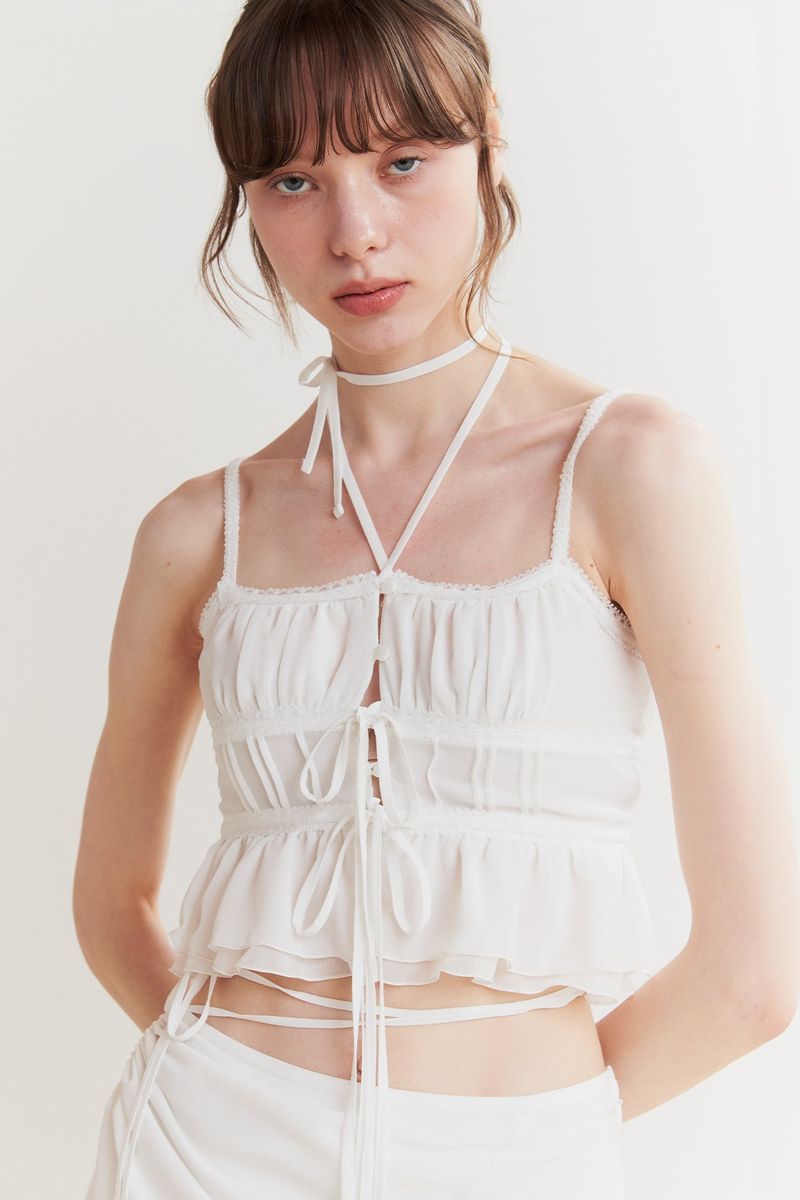 WHISPER BUTTON TOP white