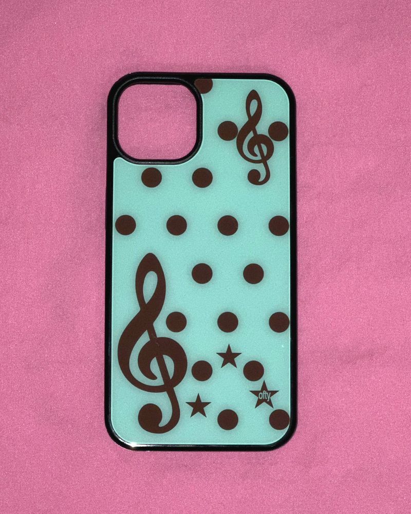 ofty lamp（オフティランプ）の「[made] Dot treble clef mint choco phone case  (glass bumper)（スマホグッズ/小物）」
