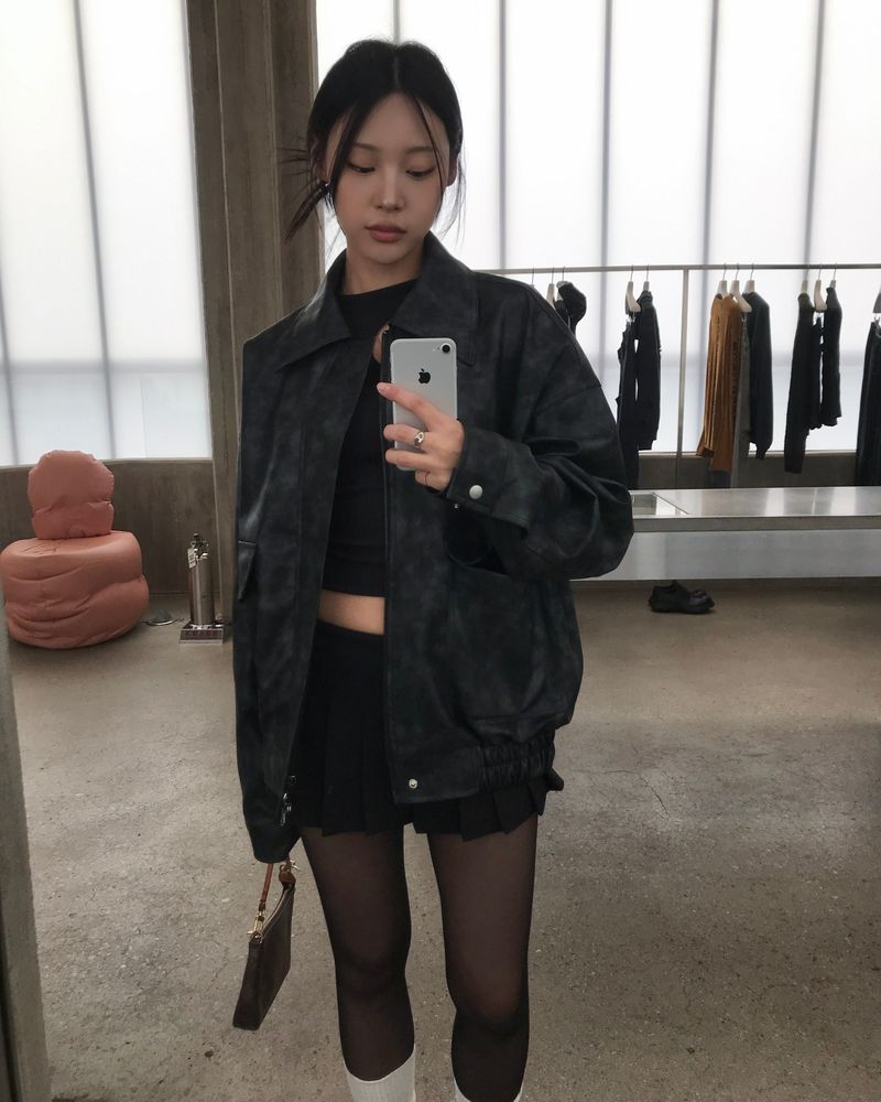 [Made] Rene leather jacket -black