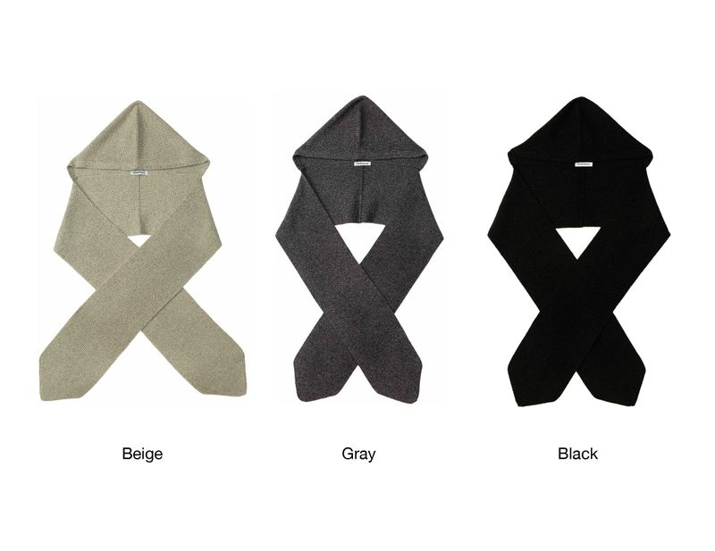 Yak Wool Ribbed Hooded Scarf