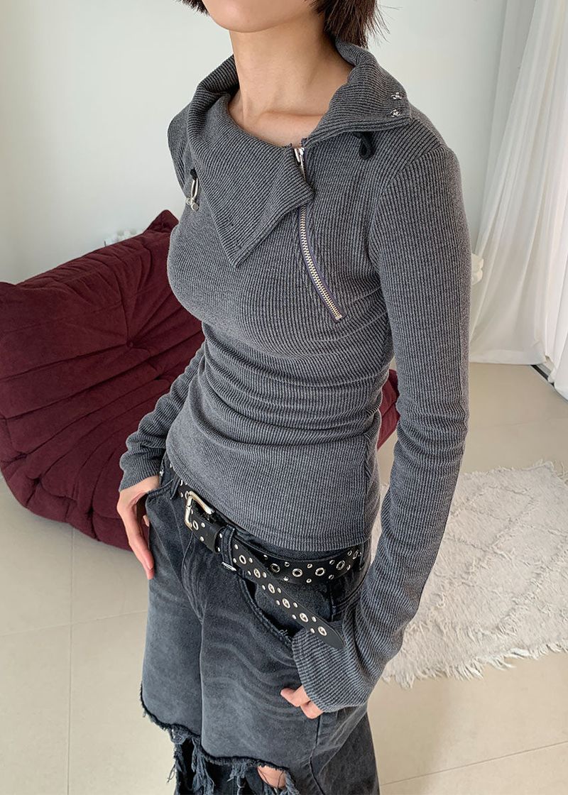 HIGH NECK ZIPPER TEE
