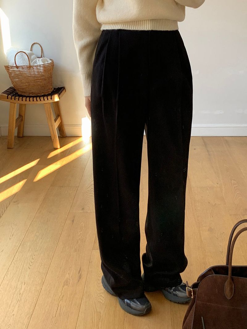 [MADE] [Wool Napping] Winter Warm Pintuck Wide Slacks