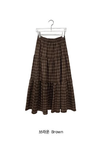 Talib Vintage Check Tiered Banding Long Skirt