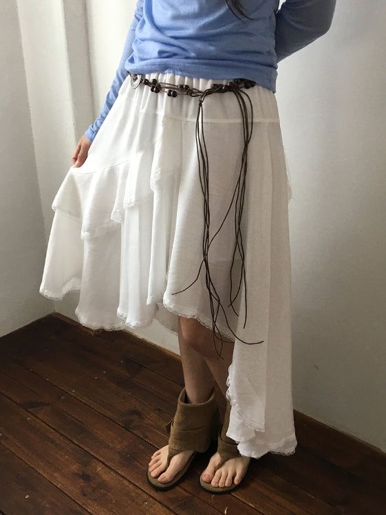BAON（バオン）の「Muhi Unbalance Lace Belt Set Banding Long Skirt（Skirts）」