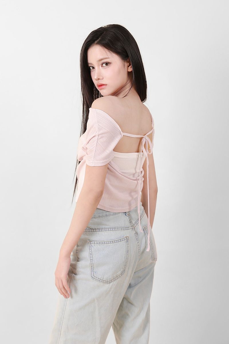 See-Through Ribbon Top Pink