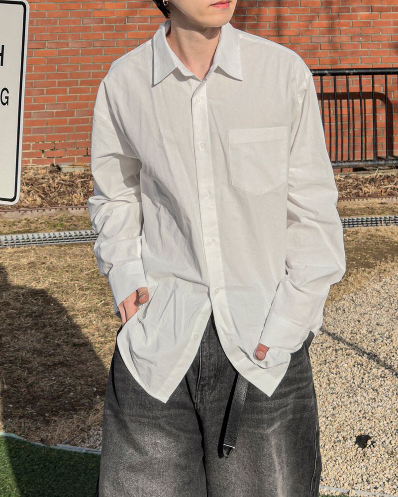 Formal Cotton Washed Oversized Shirt