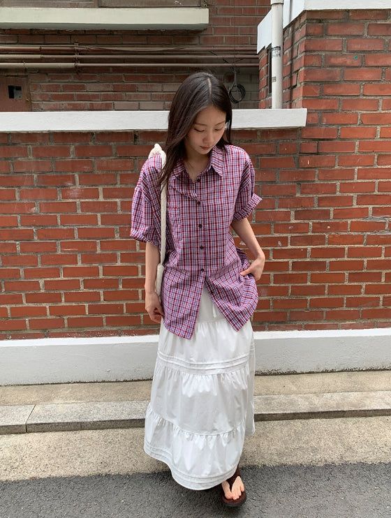 Nayuta Pintuck Tiered Banding Long Skirt