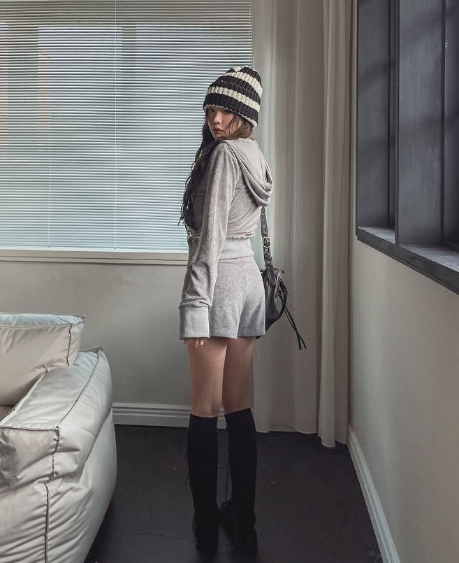 Pie Terry Stud Deep V Hoodie