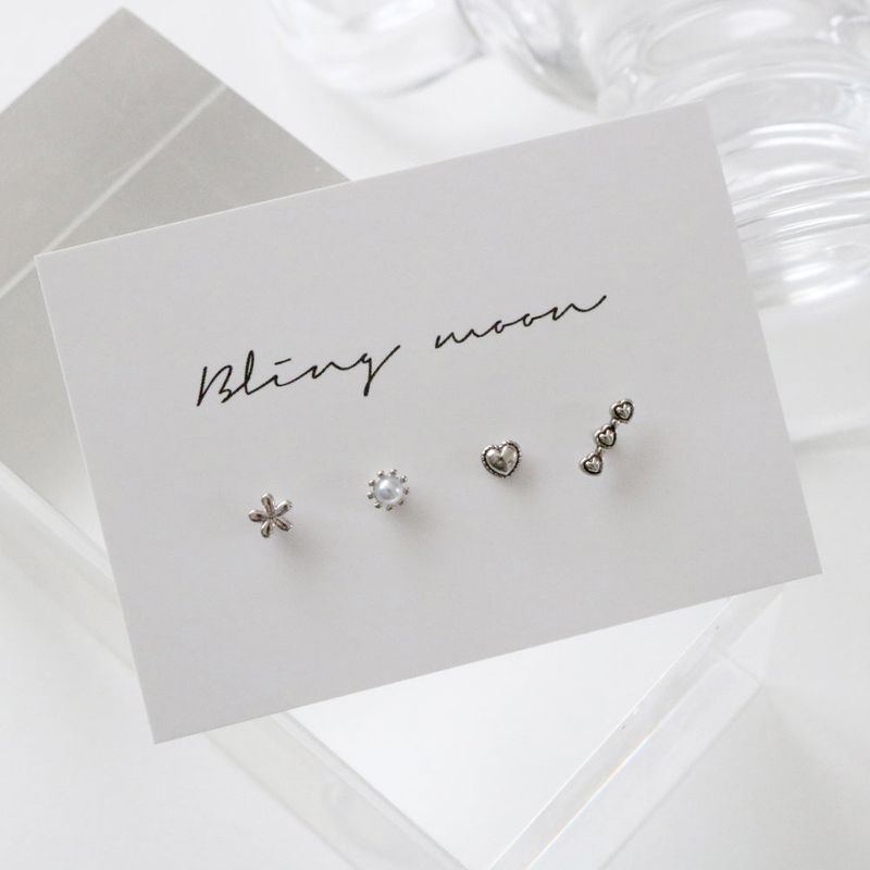 [4 set] mini heart ball piercing set