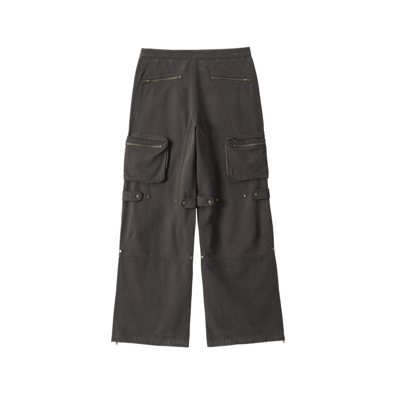 Lowrise Washed Curve Cargo Pants - KHAKI