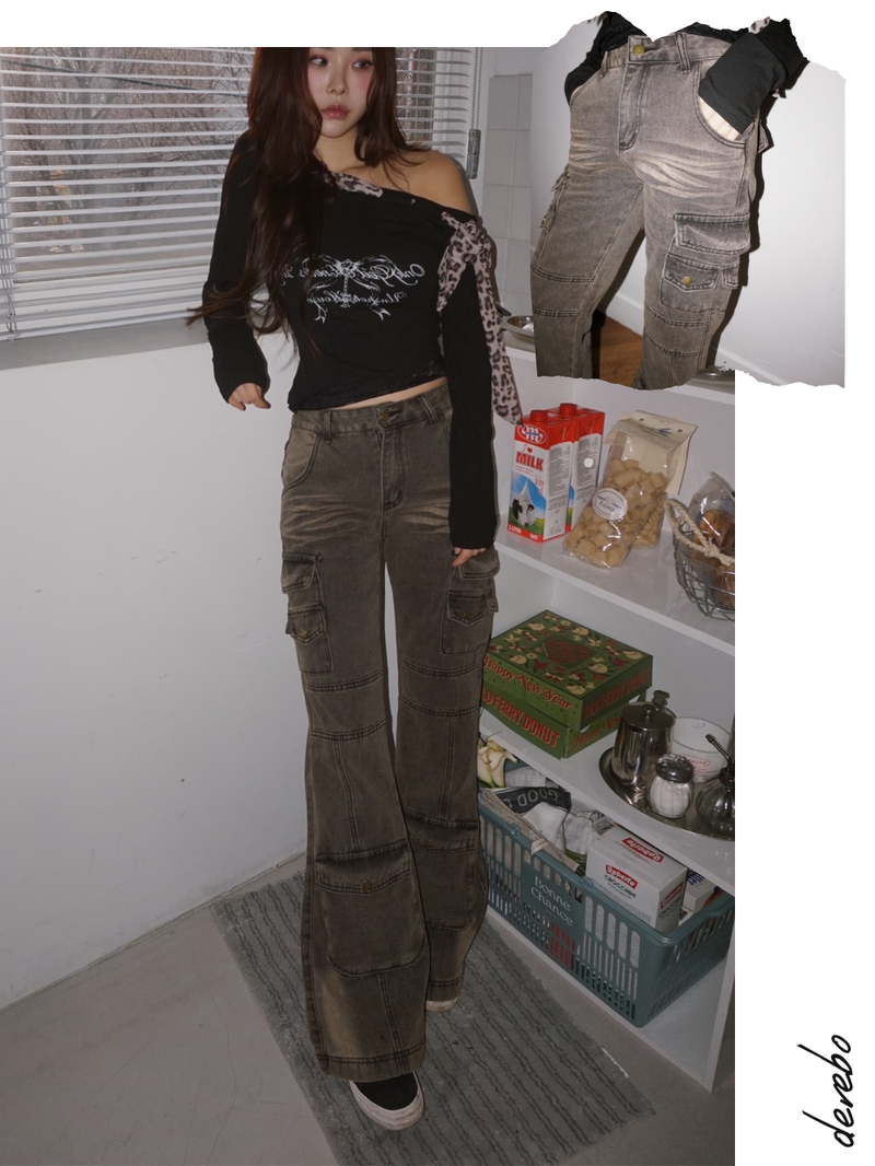 Pocket Semi Bootcut Denim Pants