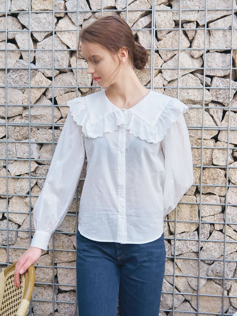 SAILOR COLLAR LACE BLOUSE_WHITE