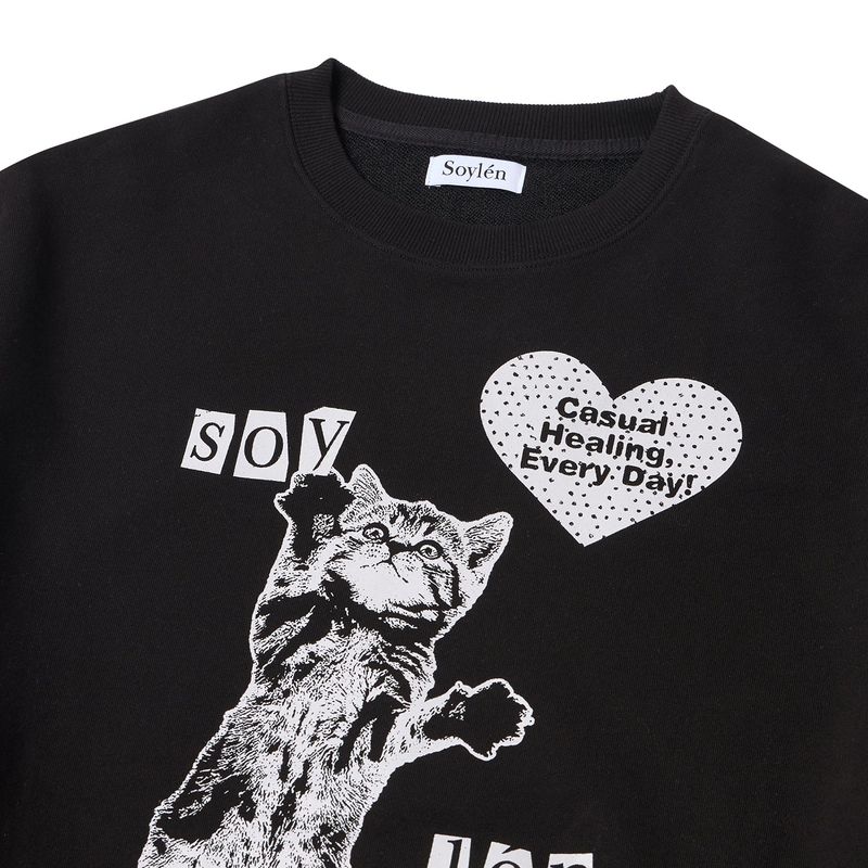 HEART CAT SWEATSHIRTS (BLACK)