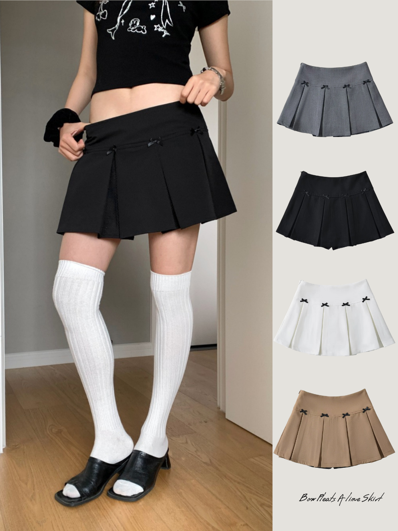 Bow Pleats A-line Skirt