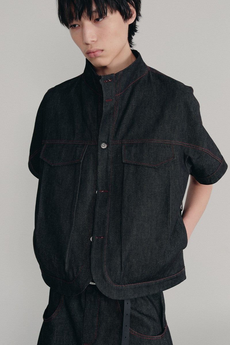JCAESAR(ジュリウス・シーザー)の「Raw Denim Stand Collar Shirt(Tops)」