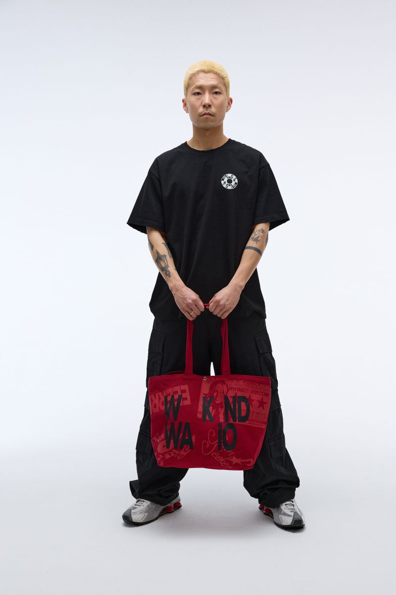 Weekend warrior typography printing tote-bag (Red)