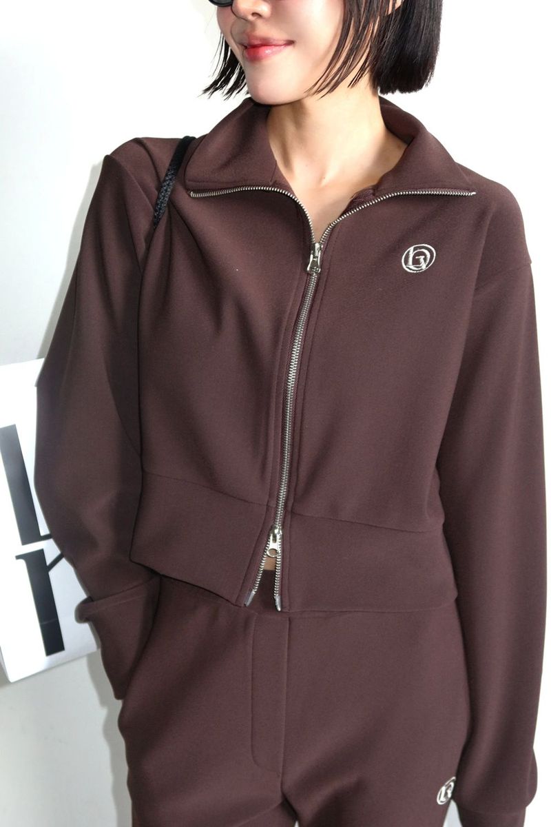TWO-WAY FLEECE ZIP-UP_BROWN