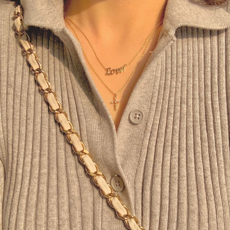 1990's Lover and Cross Necklace