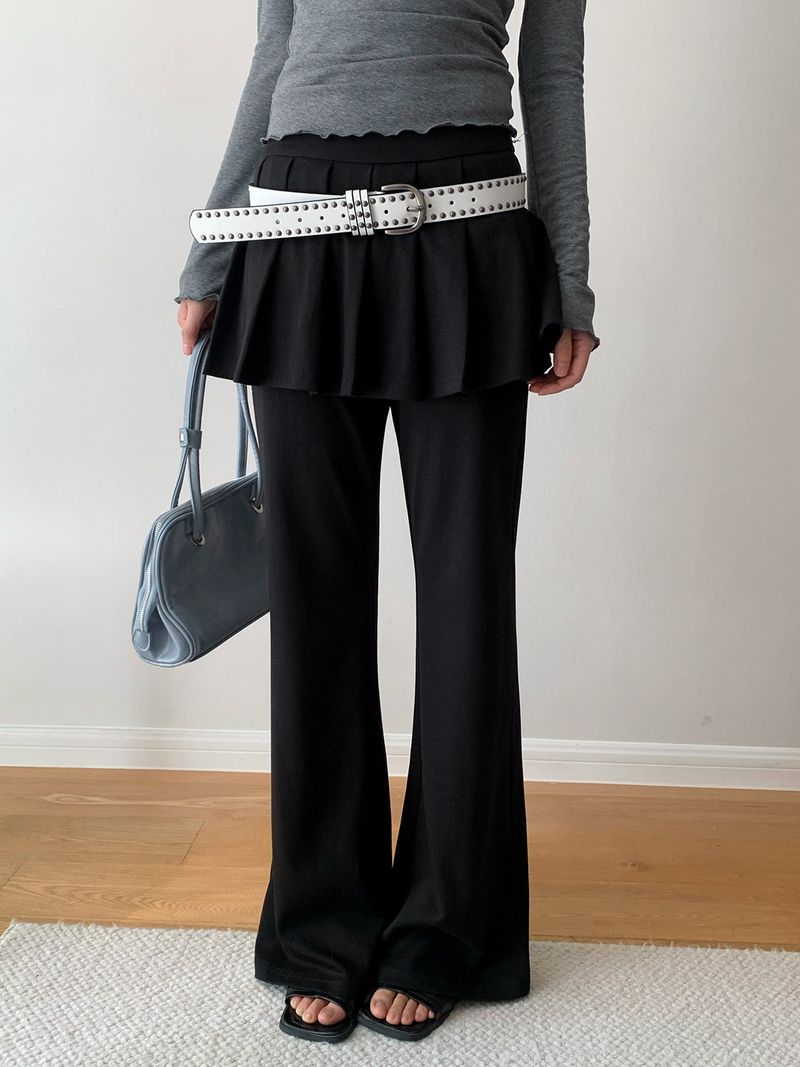 Pleated Skirt Stretch Long Pants
