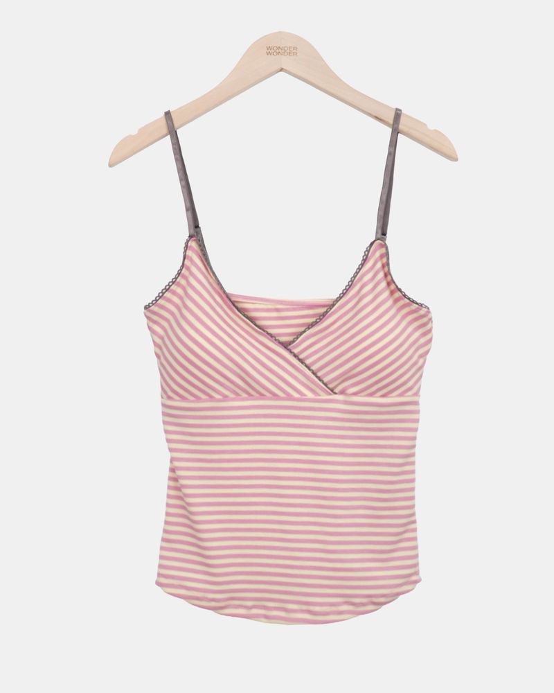 Poptin Stripe Cap-Sleeve Top