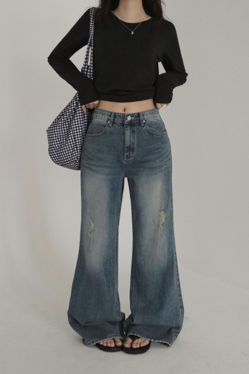 BEIDELLI（ベイデリー）の「[MADE] Roxy, damaged semi-flared denim pants（Pants）」
