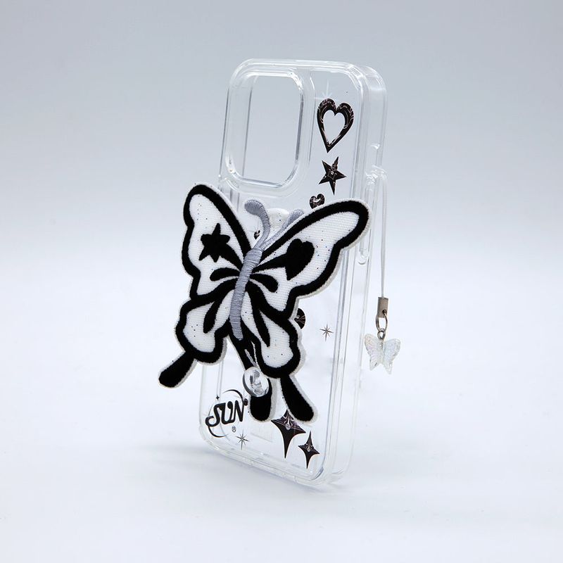 SUN CASE CLEAR PATCH BUTTERFLY BLACK