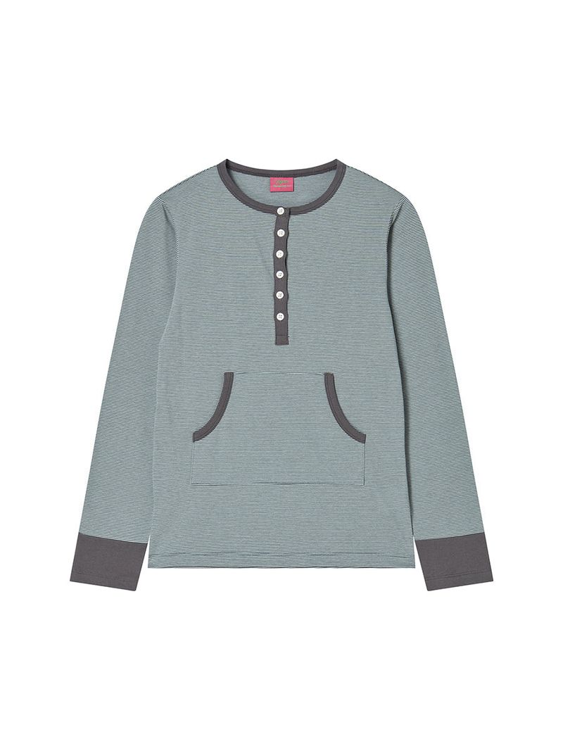 STRIPE BUTTON L/S MINT