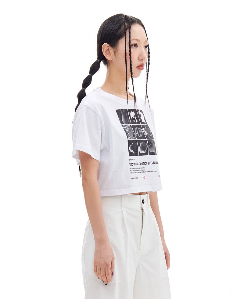 RED MOSS 3X3 CROP T-SHIRTS (WHITE)