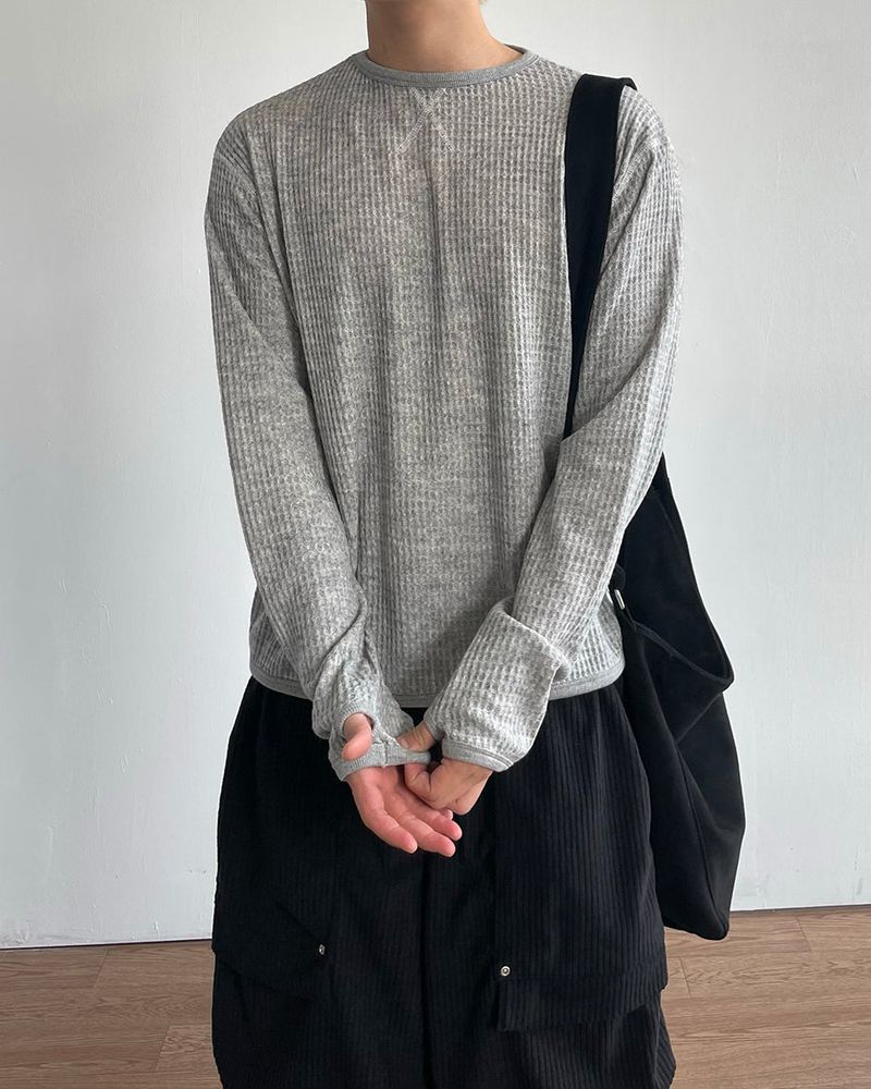 Waffle Crop Long Sleeve Tee