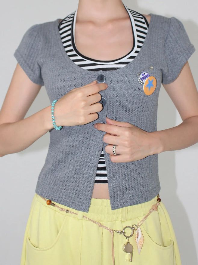 3-BUTTON PUNCHING CARDIGAN