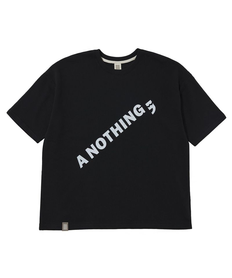 DIAGONAL PIN-KNIT 1/2 BOX TEE (Black)