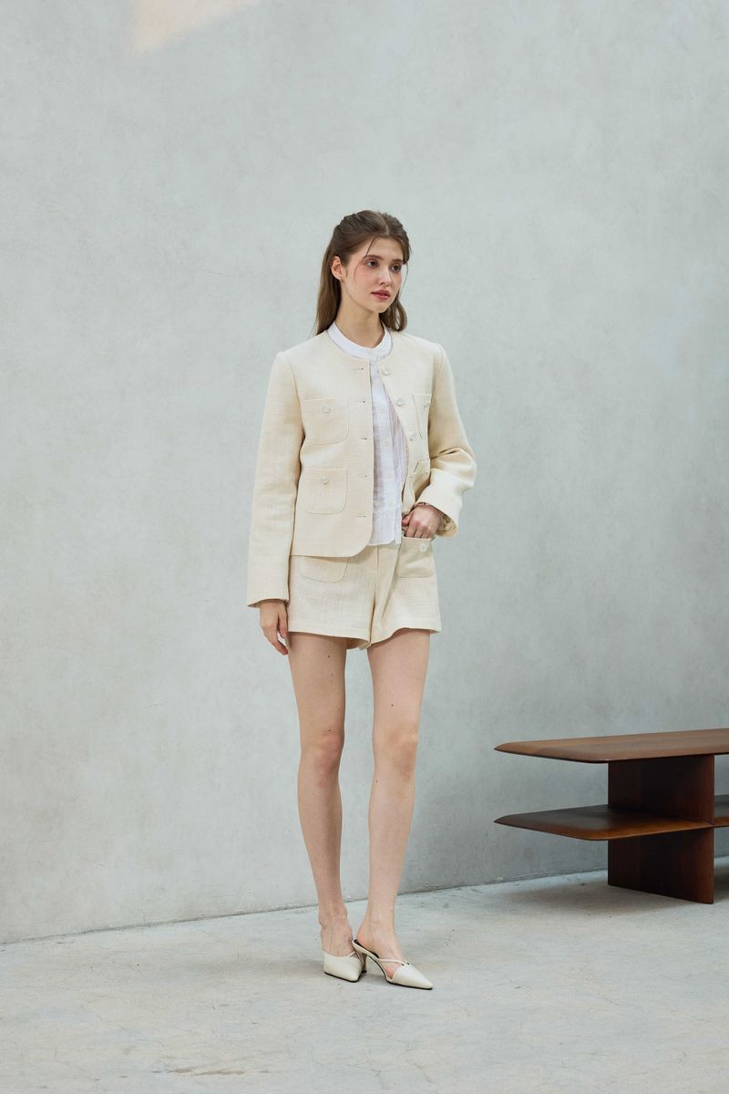 CHERISH TWEED SHORTS PANTS / WHITE