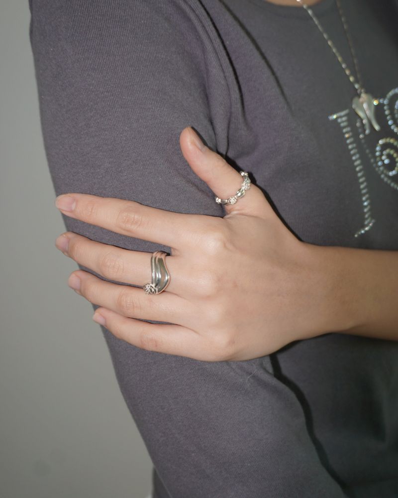 [925SILVER] RUCHE ROSE WAVE FRILL RING