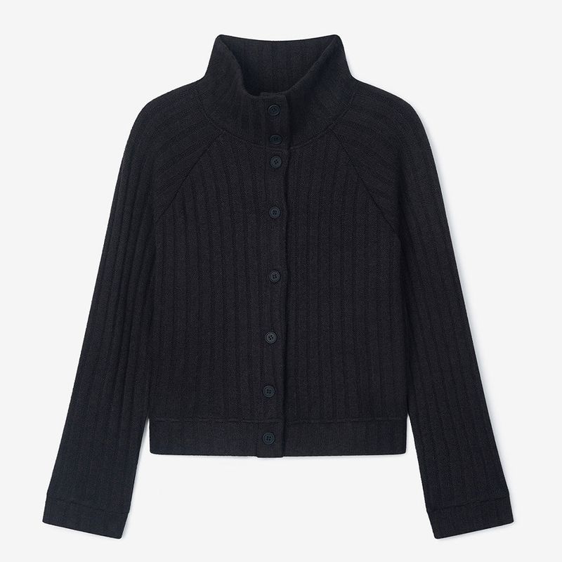 High-Neck Cardigan Black
