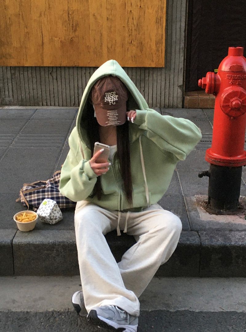 [Bellied made] Movening Color Blocking Two-Way Hooded Zip-up