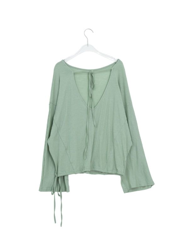 Roel Summer See-Through Deep V-Neck Long Sleeve Tee