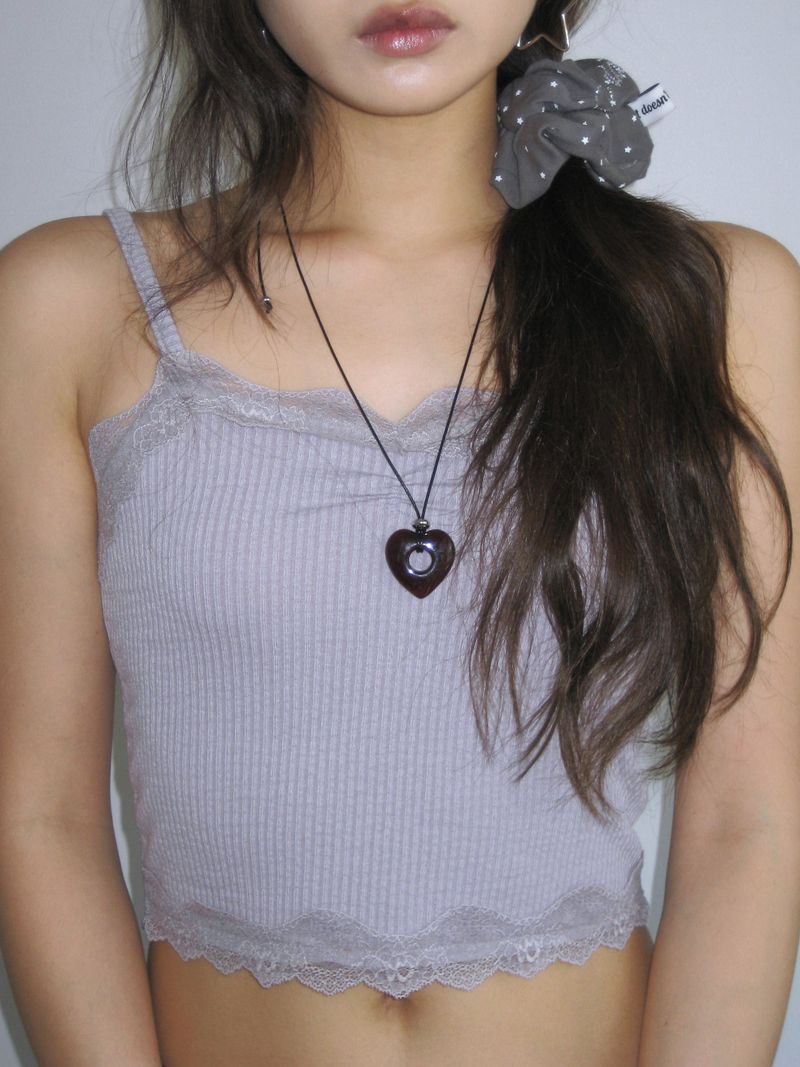 [HEART] Loppy necklace (Red brown)