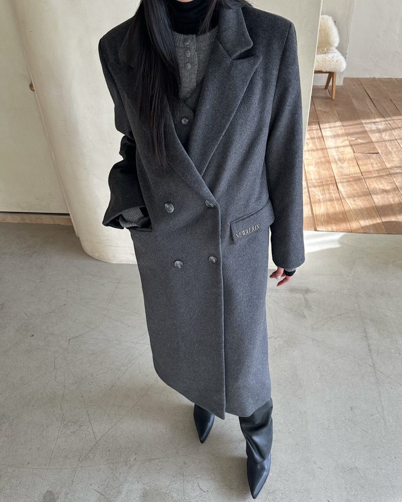 NEWALRIN Classic Long Wool Coat & Vest Set