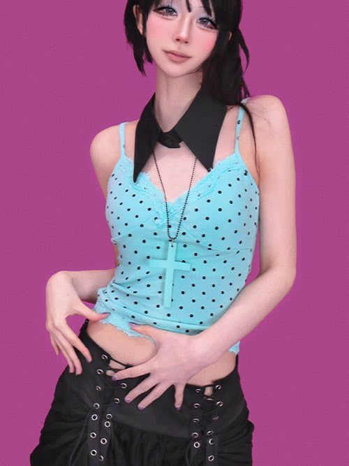 KUO（クーオ）の「chip lace dot sleeveless (2color)（Tops）」