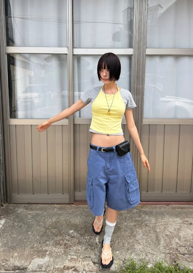 OVERLAP HALTER TEE