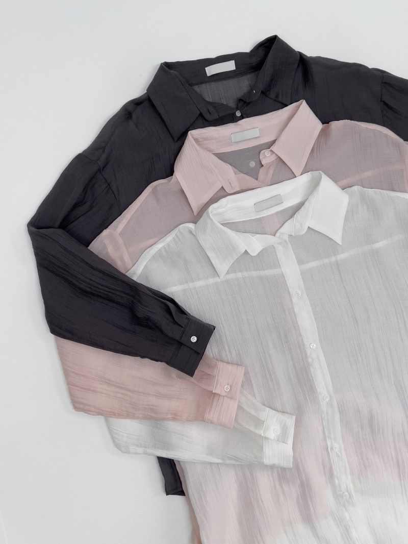 Wrinkle See-through Oversized Shirt