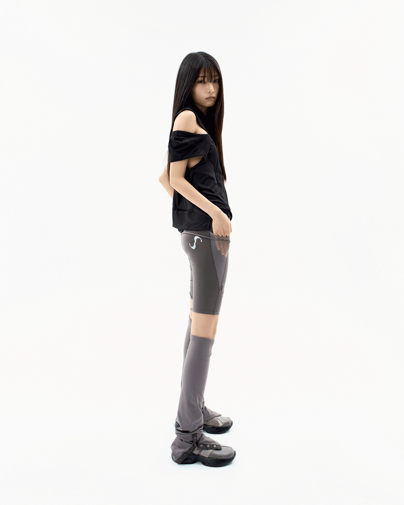 Thigh Slit Shorts Leggings / Stone Brown
